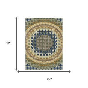 5x8 Geometric Polyester Area Rug Stain Resistant Washable for Patio or Living Room