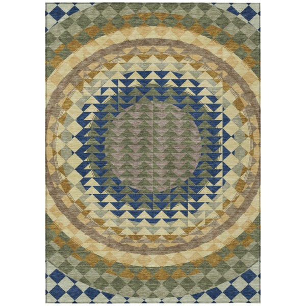 HomeRoots 10 Ft Geometric Polyester Area Rug Washable Stain Resistant Indoor Outdoor Patio 736533