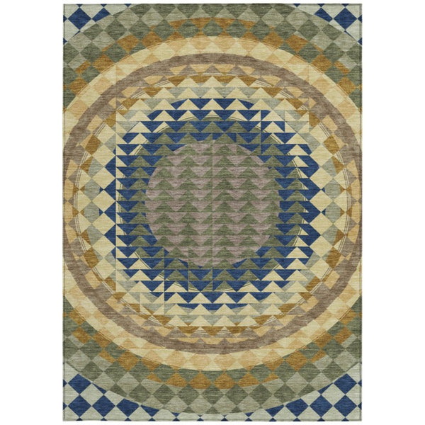 10 Ft Geometric Polyester Area Rug Washable Stain Resistant Indoor Outdoor Patio