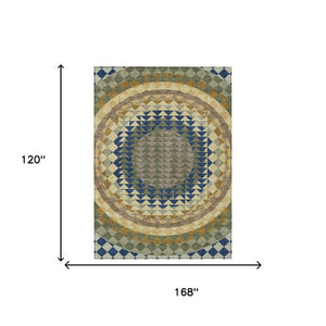 10 Ft Geometric Polyester Area Rug Washable Stain Resistant Indoor Outdoor Patio
