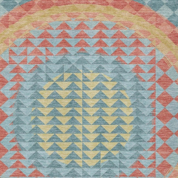 8 X 10 Teal Geometric Polyester Area Rug Washable Stain Resistant for Patio or Living Room