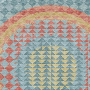 8 X 10 Teal Geometric Polyester Area Rug Washable Stain Resistant for Patio or Living Room