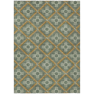 HomeRoots 10 Ft Geometric Polyester Area Rug Stain Resistant for Indoor Outdoor Spaces 736545