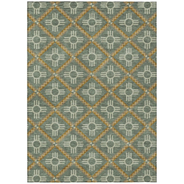 HomeRoots 10 Ft Geometric Polyester Area Rug Stain Resistant for Indoor Outdoor Spaces 736545