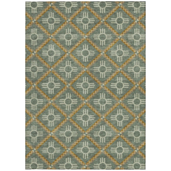 10 Ft Geometric Polyester Area Rug Stain Resistant for Indoor Outdoor Spaces