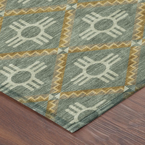 10 Ft Geometric Polyester Area Rug Stain Resistant for Indoor Outdoor Spaces