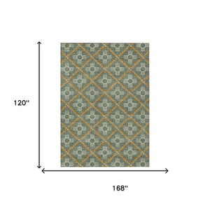 10 Ft Geometric Polyester Area Rug Stain Resistant for Indoor Outdoor Spaces