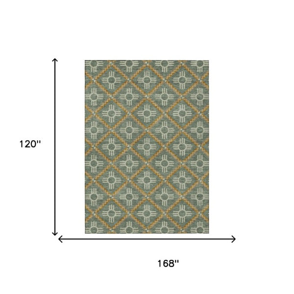 10 Ft Geometric Polyester Area Rug Stain Resistant for Indoor Outdoor Spaces