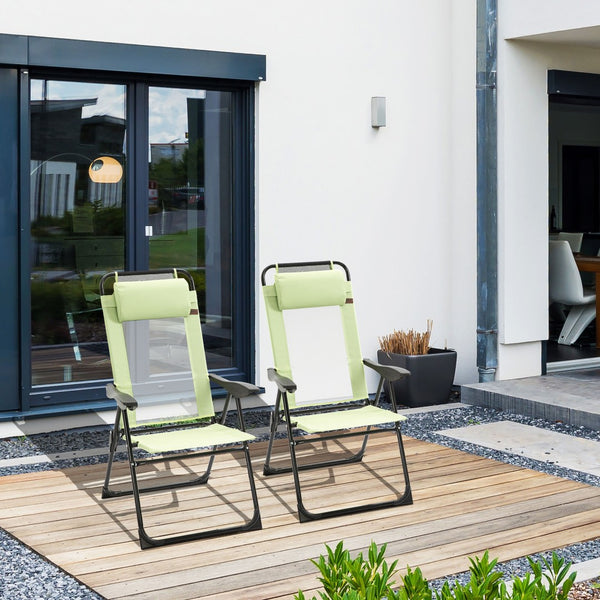 English Elm Outsunny Folding Patio Chairs Set Of 2 - Adjustable Sling Back, Portable & Comfortable For Outdoors W2225P200725-GIGA