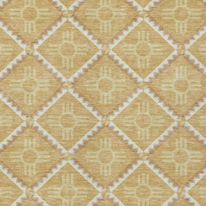 8 X 10 Gold Brown Geometric Polyester Area Rug Washable for Patio or Living Room