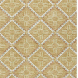 9x12 Gold Brown Geometric Polyester Area Rug Stain Resistant Indoor Outdoor Use