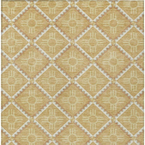 9x12 Gold Brown Geometric Polyester Area Rug Stain Resistant Indoor Outdoor Use