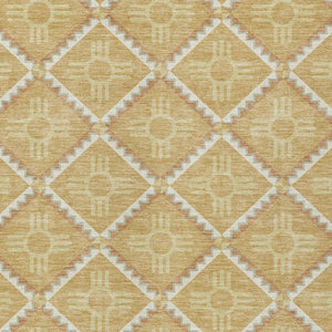 10 X 14 Gold Brown Geometric Polyester Rug Washable for Indoor Outdoor Spaces