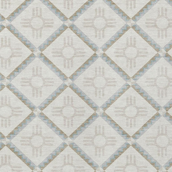 8x10 Ivory Linen Geometric Polyester Area Rug Washable Stain Resistant Indoor Outdoor