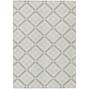 HomeRoots 9x12 Washable Geometric Polyester Area Rug for Patio Porch Living Room and High Traffic Spaces 736562