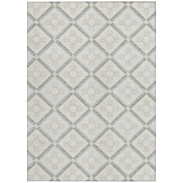 9x12 Washable Geometric Polyester Area Rug for Patio Porch Living Room and High Traffic Spaces
