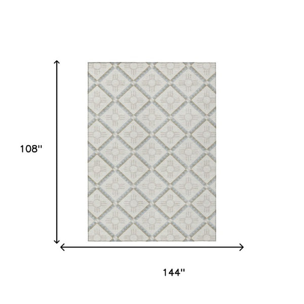 9x12 Washable Geometric Polyester Area Rug for Patio Porch Living Room and High Traffic Spaces