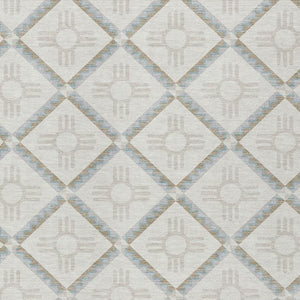 10 X 14 Geometric Polyester Area Rug Washable Indoor Outdoor Ivory Stain Resistant