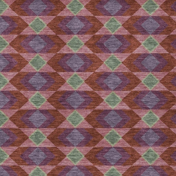 5x8 Burgundy Pewter Geometric Polyester Area Rug Stain Resistant Indoor Outdoor