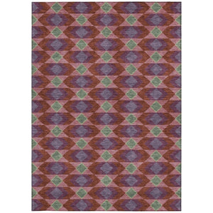 10 X 14 Geometric Polyester Area Rug Washable Indoor Outdoor Burgundy Pewter