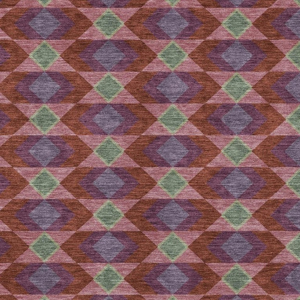 10 X 14 Geometric Polyester Area Rug Washable Indoor Outdoor Burgundy Pewter