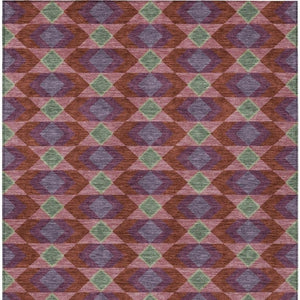 10 X 14 Geometric Polyester Area Rug Washable Indoor Outdoor Burgundy Pewter