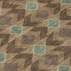 8 Ft Round Geometric Polyester Area Rug Washable for Patio Kitchen or Family Room