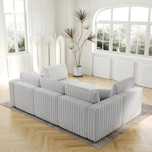 English Elm 106.3" U-Shaped 6-Person Sofa With Ottoman - Stylish Light Gray Modular Design & Hidden Storage Solutions W1767S00013