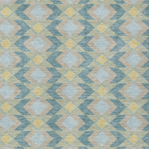 8x10 Teal Graphite Geometric Polyester Area Rug Washable Stain Resistant Patio