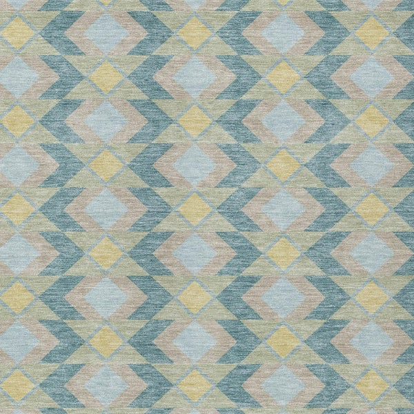8x10 Teal Graphite Geometric Polyester Area Rug Washable Stain Resistant Patio