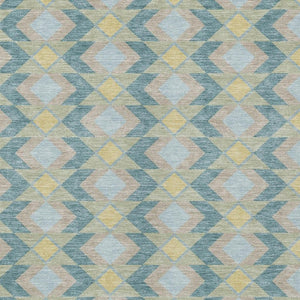 8x10 Teal Graphite Geometric Polyester Area Rug Washable Stain Resistant Patio