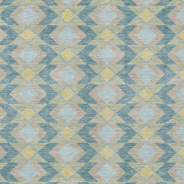 8x10 Teal Graphite Geometric Polyester Area Rug Washable Stain Resistant Patio