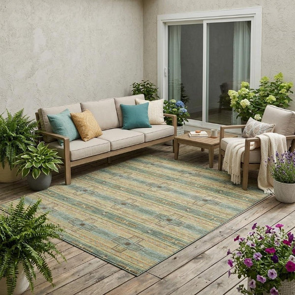 5x8 Tribal Polyester Area Rug Stain Resistant Indoor Outdoor Living Patio Use