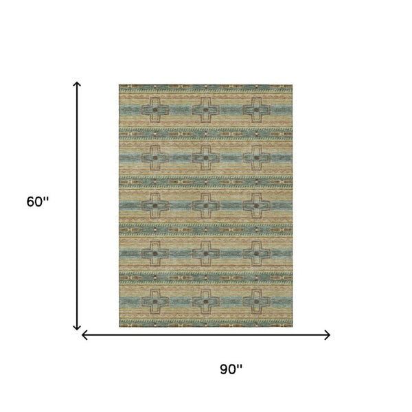 5x8 Tribal Polyester Area Rug Stain Resistant Indoor Outdoor Living Patio Use