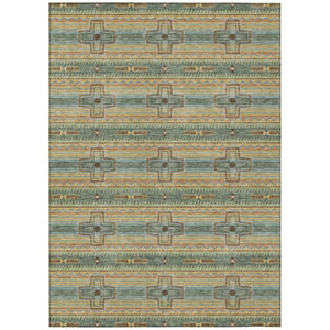 HomeRoots 9 X 12 Tribal Geometric Polyester Area Rug Stain Resistant Indoor Outdoor Patio 736616