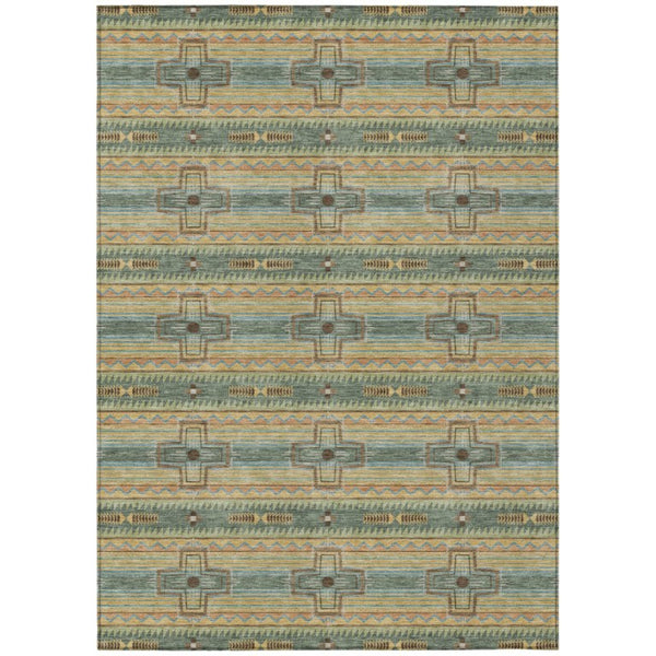 HomeRoots 9 X 12 Tribal Geometric Polyester Area Rug Stain Resistant Indoor Outdoor Patio 736616
