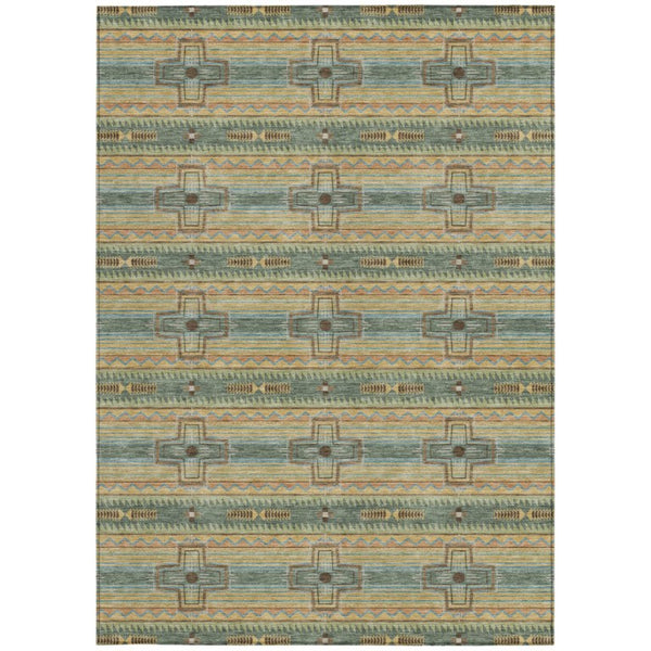 9 X 12 Tribal Geometric Polyester Area Rug Stain Resistant Indoor Outdoor Patio