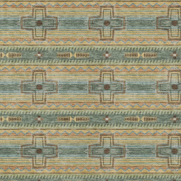 9 X 12 Tribal Geometric Polyester Area Rug Stain Resistant Indoor Outdoor Patio