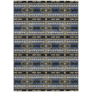 HomeRoots 8x10 Tribal Geometric Polyester Area Rug Stain Resistant for Indoor Outdoor Spaces 736621