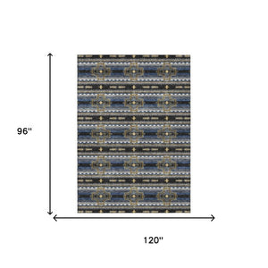 8x10 Tribal Geometric Polyester Area Rug Stain Resistant for Indoor Outdoor Spaces