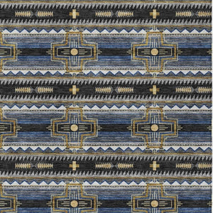 10 X 14 Tribal Pattern Polyester Area Rug Washable Stain Resistant Indoor Outdoor