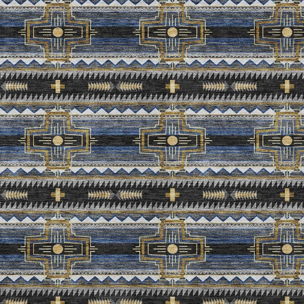 10 X 14 Tribal Pattern Polyester Area Rug Washable Stain Resistant Indoor Outdoor