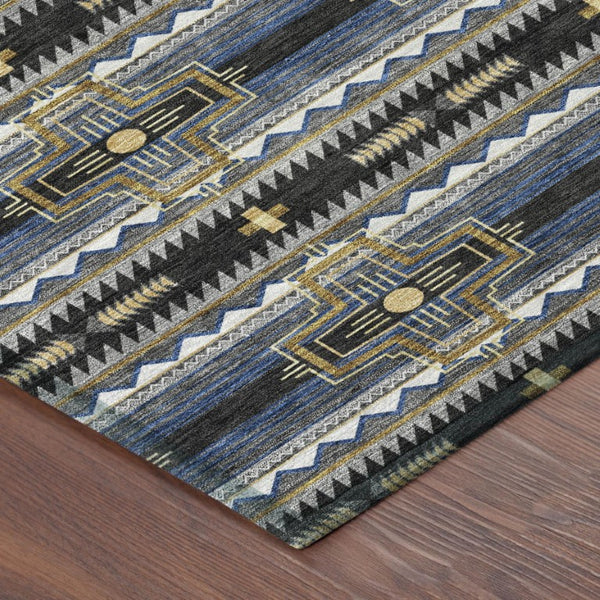 10 X 14 Tribal Pattern Polyester Area Rug Washable Stain Resistant Indoor Outdoor