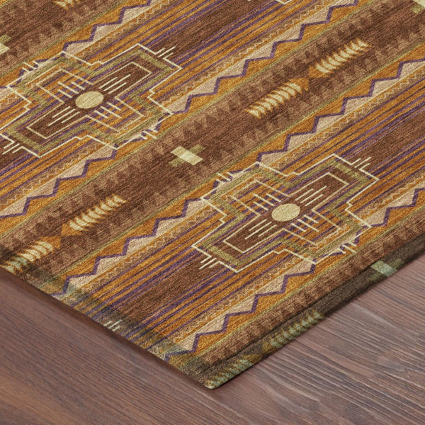 5x8 Tribal Pattern Polyester Area Rug Stain Resistant for Indoor Outdoor Spaces