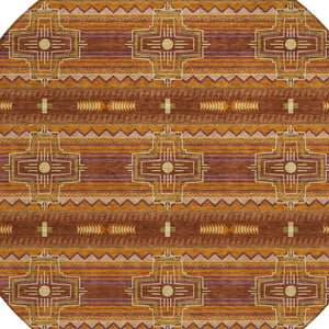 8 Ft Round Tribal Geometric Polyester Rug Washable Stain Resistant Patio or Home