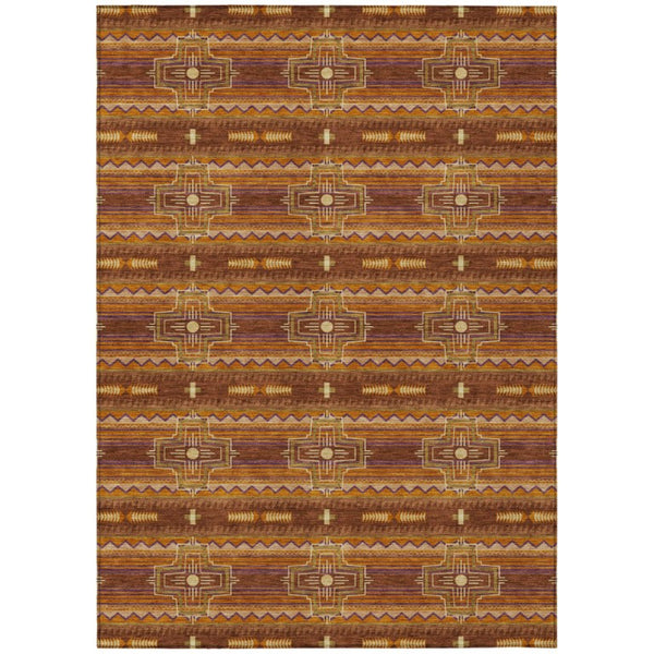 HomeRoots 8 Ft X 10 Ft Tribal Polyester Indoor Outdoor Rug Stain Resistant for Patio or Living Room 736627
