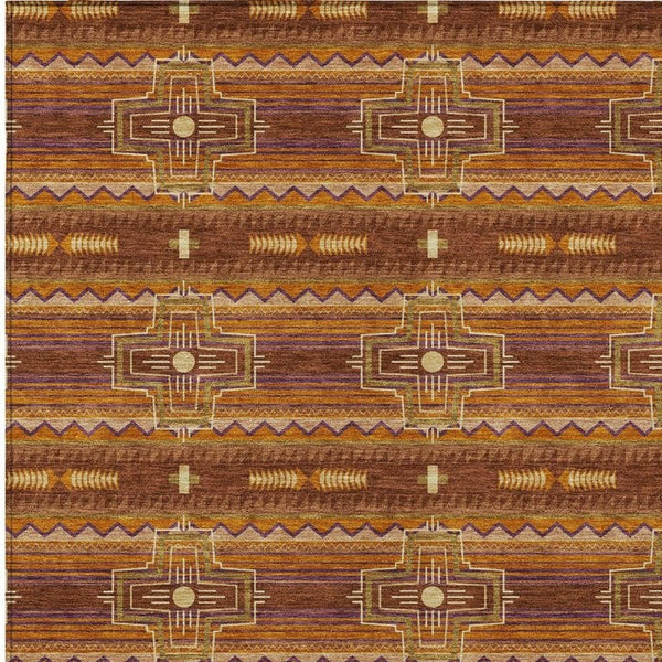 8 Ft X 10 Ft Tribal Polyester Indoor Outdoor Rug Stain Resistant for Patio or Living Room