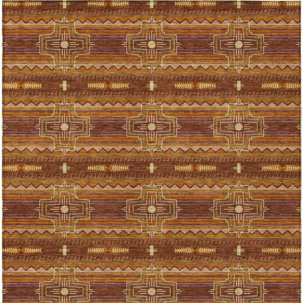 8 Ft X 10 Ft Tribal Polyester Indoor Outdoor Rug Stain Resistant for Patio or Living Room