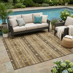 5 X 8 Tribal Polyester Area Rug Stain Resistant Indoor Outdoor Patio Living Room