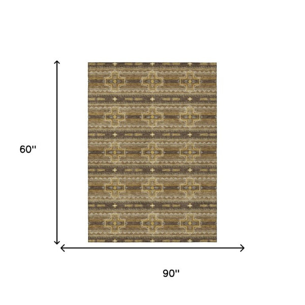 5 X 8 Tribal Polyester Area Rug Stain Resistant Indoor Outdoor Patio Living Room